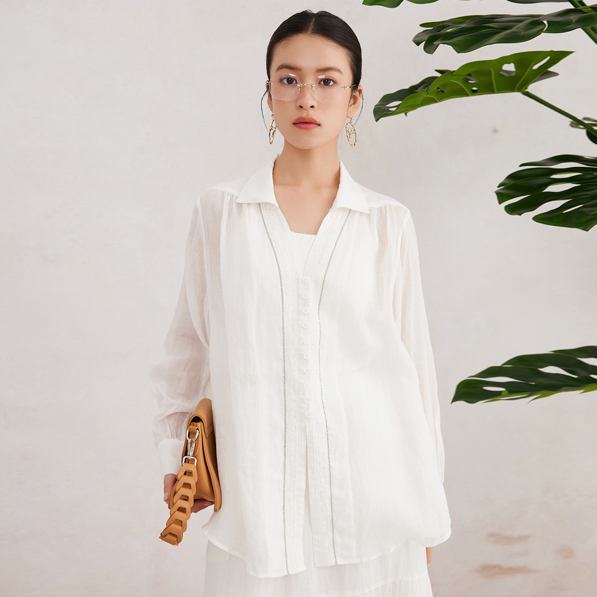 K3089W vêtements de luxe pour femmes 100% Ramie dames printemps été chemisier blanc translucide respirant et confortable