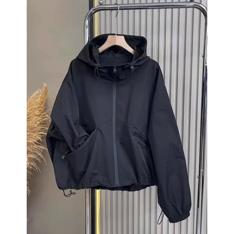 Veste à capuche noire décontractée pour femme, manteau tendance, haut haut de gamme, nouveau, populaire, automne