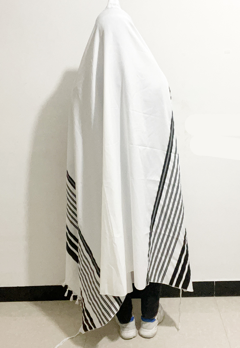 Châle de prière Judaica Tallit avec bénédiction et écriture hébraïques 140 x 190 cm (55 x 74 pouces) Cadeaux juifs