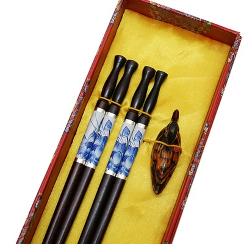 Baguettes en bois à grain de dragon chinois, cadeau d'affaires, cadeau de mariage, ensemble de baguettes, porte-baguettes, assistance
