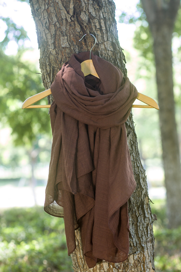 Écharpe Hijab en Mélange de Coton pour Femme, Couleur Unie, 75x190, Automne et Hiver