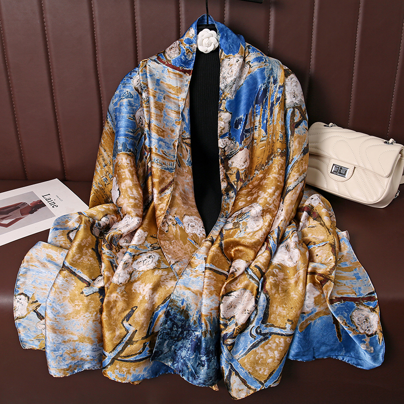 Écharpe de printemps pour femmes, design de luxe, foulard en soie lisse, bandeau musulman doux, châle Deach.