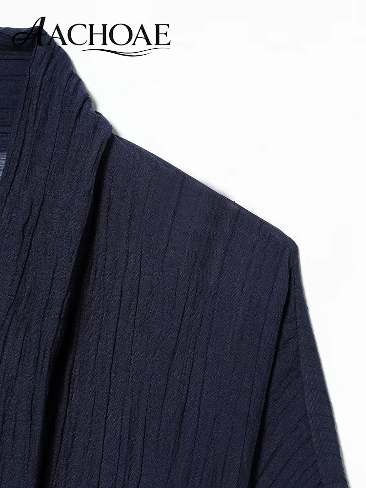 AACHOAE – Cardigan kimono froissé pour femme, col en V profond, manches chauve-souris, chemisier ample à nouer à la taille, tenue décontractée pour la plage et les vacances