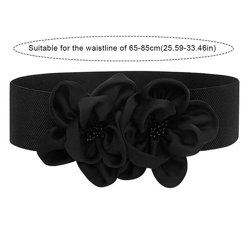Femmes mode florale large ceinture élastique Chic décontracté grandes fleurs ceinture à la mode taille bande jupe robe manteau décor accessoires
