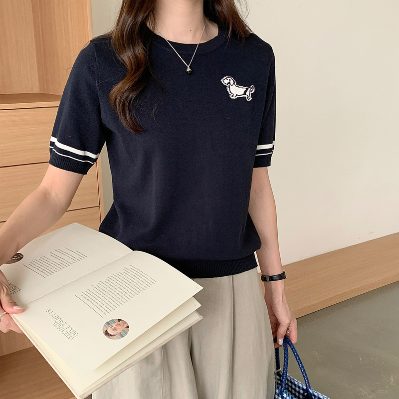 T-shirt d'été pour femmes, 100% coton, manches courtes, col rond, vêtements décontractés, pull basique, haut féminin
