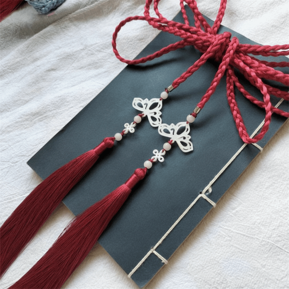 Ceinture rétro tressée à la main style Hanfu, ceinture traditionnelle chinoise avec pendentif papillon, cordon de taille tressé pour hommes et femmes