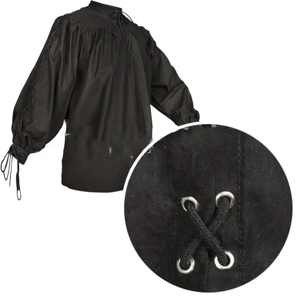 Adulte hommes médiéval chevalier guerrier Costume vert tunique vêtements Norman Chevalier tresse Pirate Saxon chemise haute pour hommes