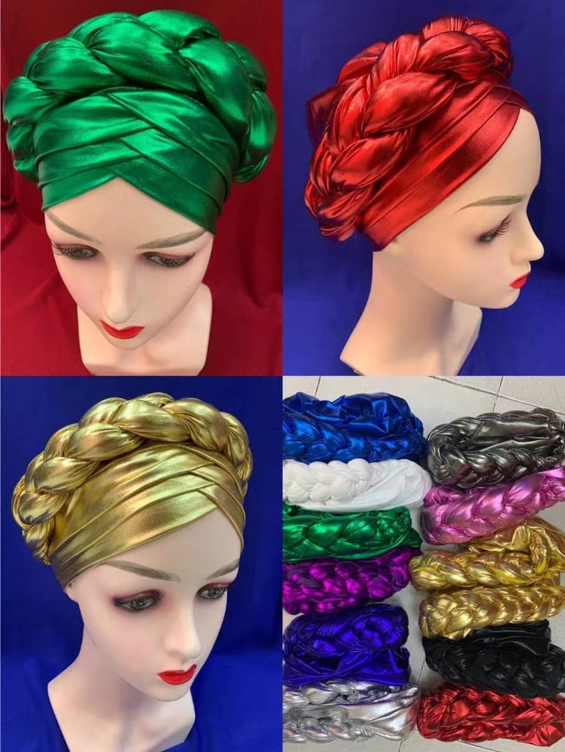 Casquettes turban croisées pour femmes africaines, écharpe de sauna prête à porter, bonnet arabe, enveloppes de tête tressées, Auto Gele, 2022