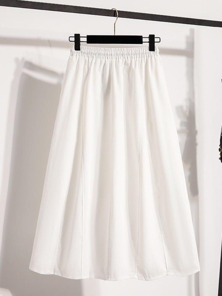 Style coréen décontracté polyvalent jupe longue grande taille jupes femmes 2026 printemps nouvelle mode haute taille élastique une ligne jupe
