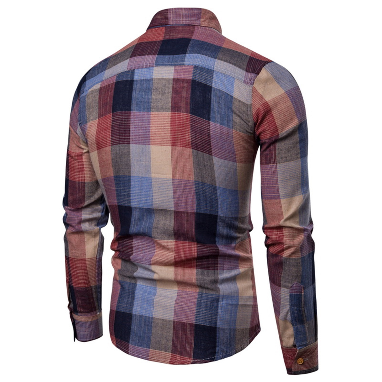 T-shirt à manches longues imprimé à carreaux pour hommes, chemise décontractée, mode masculine, affaires, loisirs, graphique