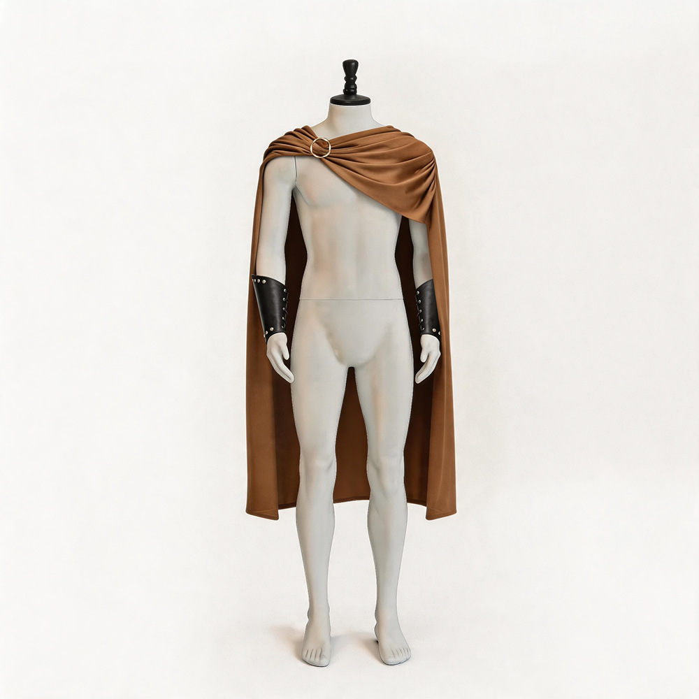 Cape de Chevalier Spartan Romain pour Homme, Costume de Cosplay, Cape Rouge et Marron, Protège-poignets, Tenue de Guerrier Historique pour Halloween et Fêtes Costumées
