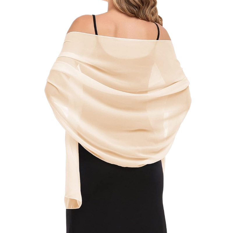 Châle en mousseline de soie Transparent pour femmes, élégant, doux, soyeux, respirant, léger, accessoire de mariage, robe de soirée de demoiselle d'honneur
