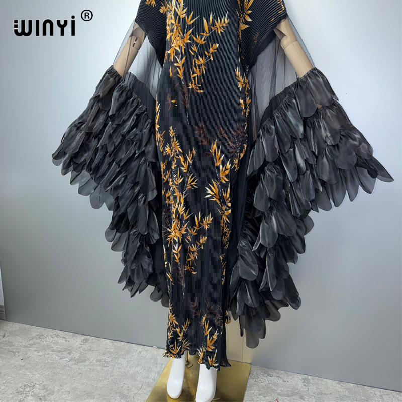Robe plissée élastique WINYI, style kaftan, abaya de luxe Dubaï, robe de soirée tendance, abaya pour femme musulmane