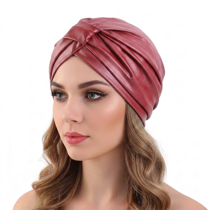 Foulard carré en cuir rétro de style ethnique pour femmes, chapeau hijab musulman, chapeau indien, bonnet africain à nœuds tendance