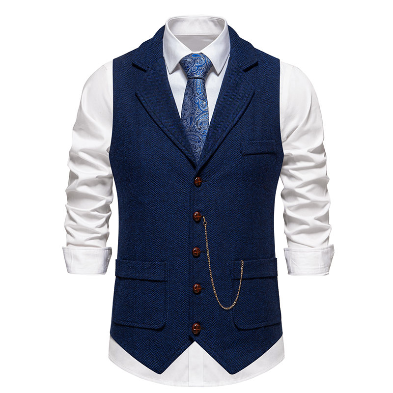 Gilet en Glace Trempée pour Homme, Poches à Col Rabattu, Style Anglais, Décontracté, Vintage, Intelligent, Gentleman, Loisirs, ix