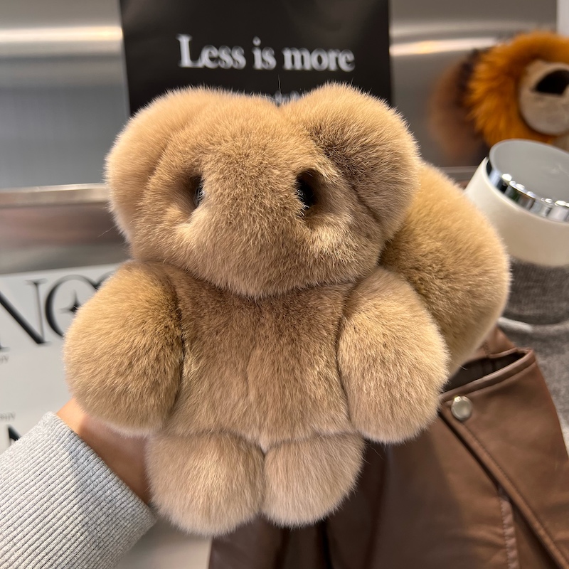 Hiver chaud femmes naturel Rex fourrure de lapin qualité Double fourrure ours poupée écharpe grande taille châle luxe femme foulards foulard