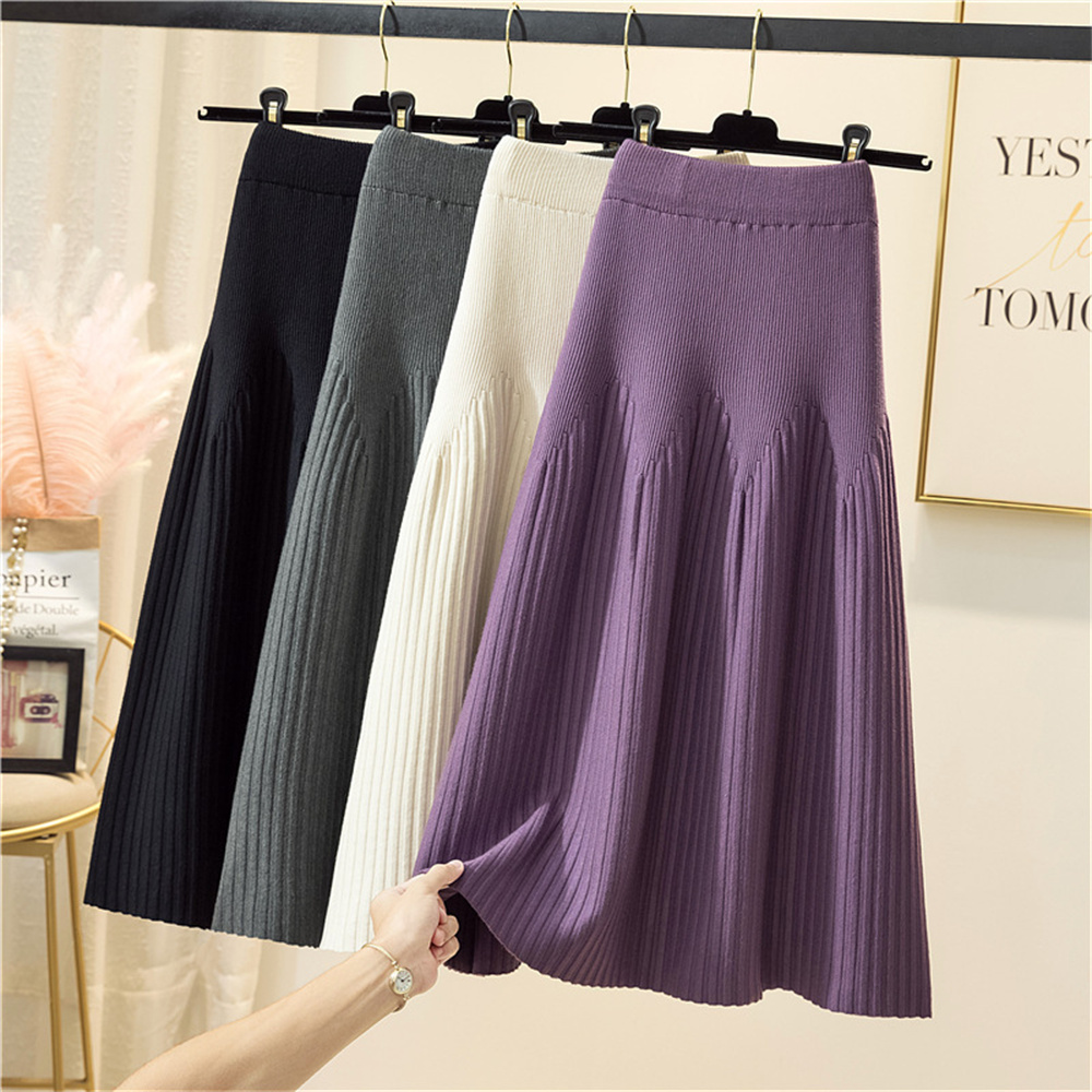 Jupe trapèze plissée mi-longue noire pour femme, vintage, mince, décontracté, solide, document, vêtements, automne, hiver, 2024