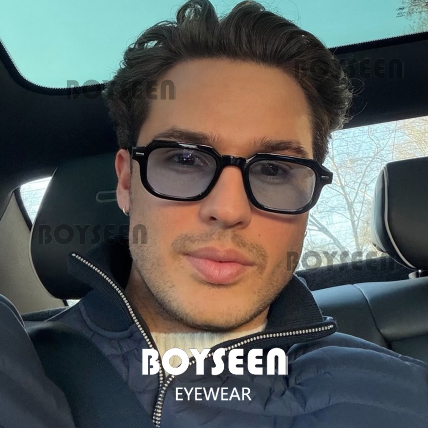Lunettes de soleil à monture petite pour hommes, personnalisables avec verres correcteurs, lunettes de soleil bleues décontractées pour le voyage et la conduite