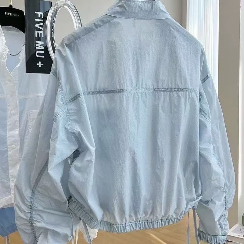 Nouvelle Veste Femme 2026 Printemps Automne Fine Anti-UV Coupe Ample Style Baseball Col Montant Trench-Coat Coupe-Vent