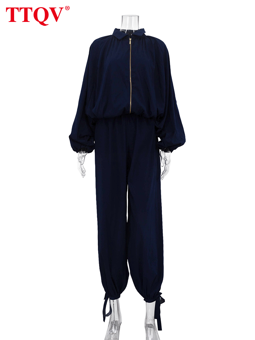 Clacive mode ample noir femmes deux pièces ensemble élégant chemise à manches longues avec taille haute pantalon large ensemble vêtements féminins