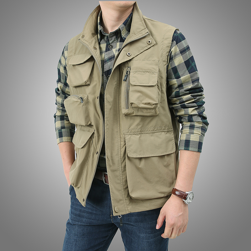 Gilet Cargo pour hommes, multi-poches, à la mode, manteau respirant, tous les beaux vêtements à la mode pour hommes, manteau de haute qualité