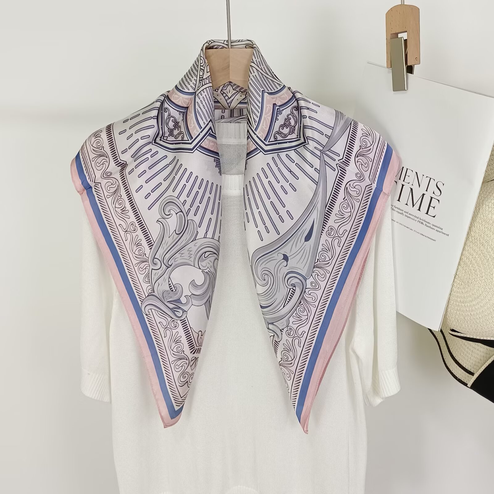 Écharpe carrée 70 cm en soie 100% naturelle, écharpe de luxe pour femme, bandeau, châle bandana, foulard tendance, à nouer