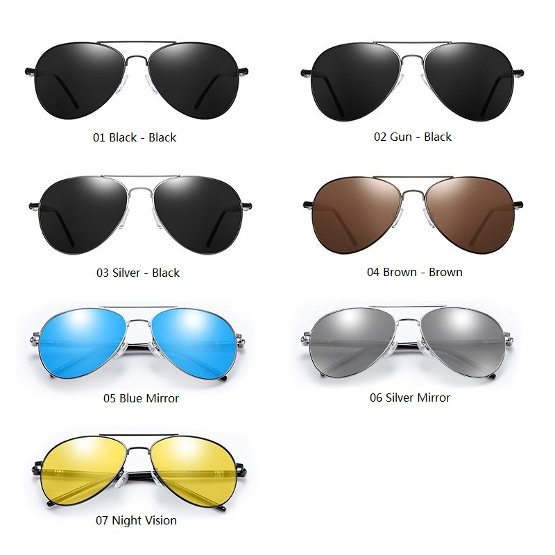 Lunettes de soleil pour hommes et femmes, style pilote vintage, de marque, noires, pour homme et femme