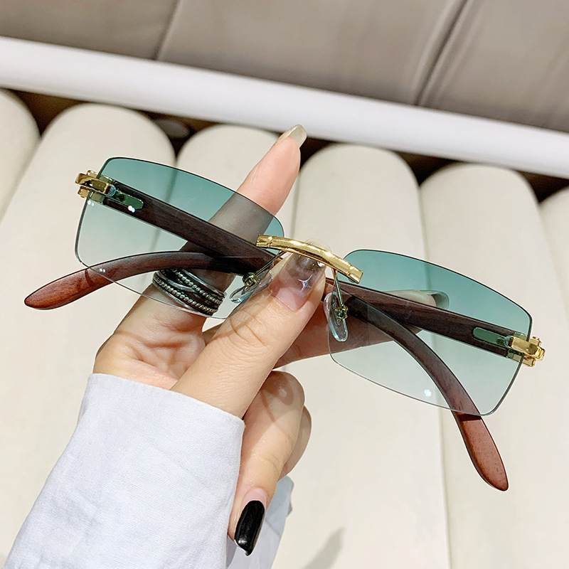 Lunettes de soleil punk tendance sans monture, rectangulaires, pour hommes et femmes, protection UV400, pour la conduite, verres dégradés sans cadre
