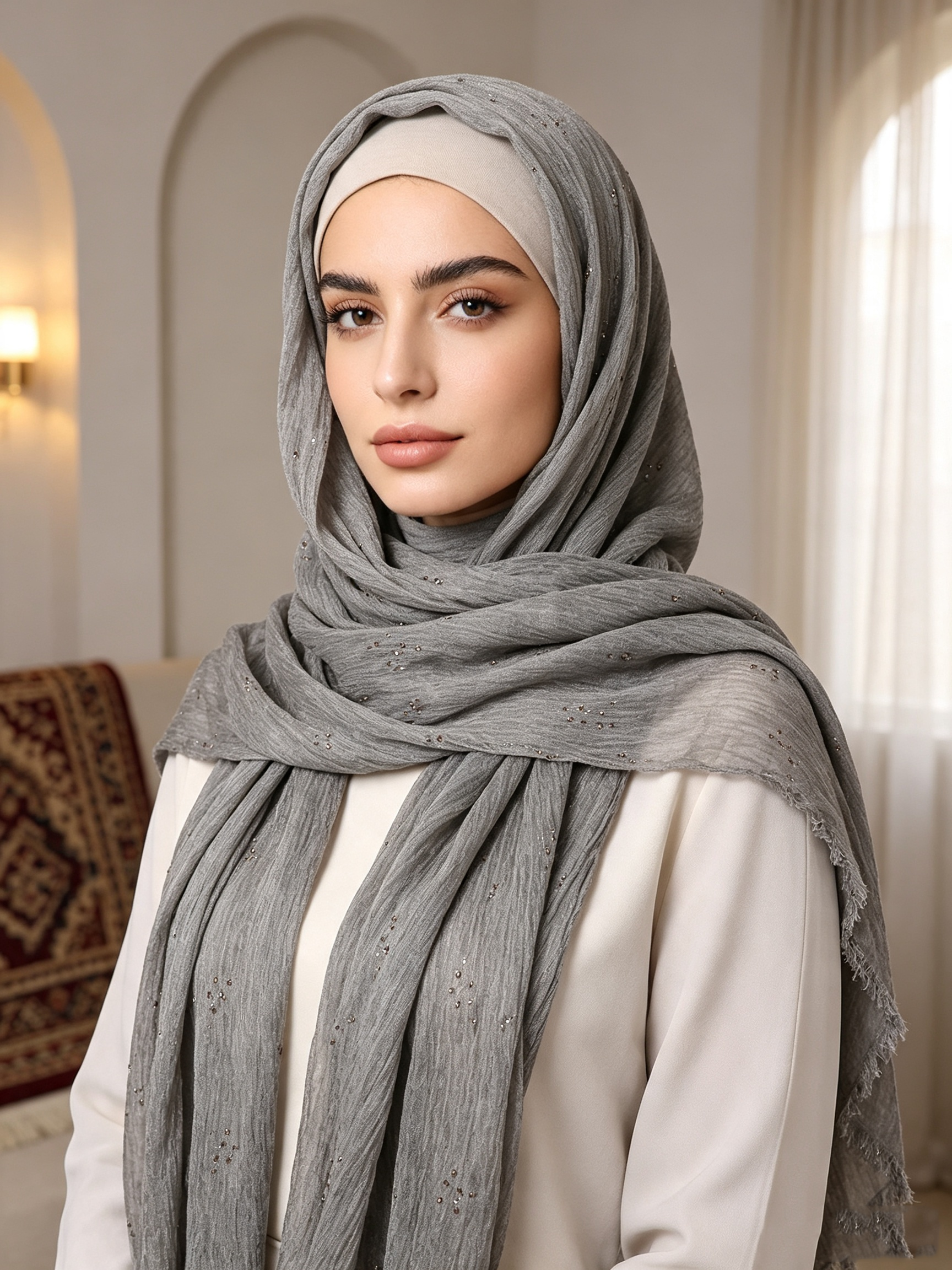 Nouveau hijab en viscose froissée avec des points de strass, doux et léger, écharpe musulmane à franges, foulard islamique pour femmes.