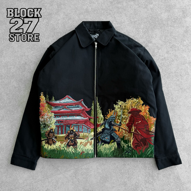 Veste pour homme, broderie samouraï japonaise, manteau de baseball vintage, Harajuku, unisexe, broderie lourde, coupe ample, streetwear, couple, nouveauté