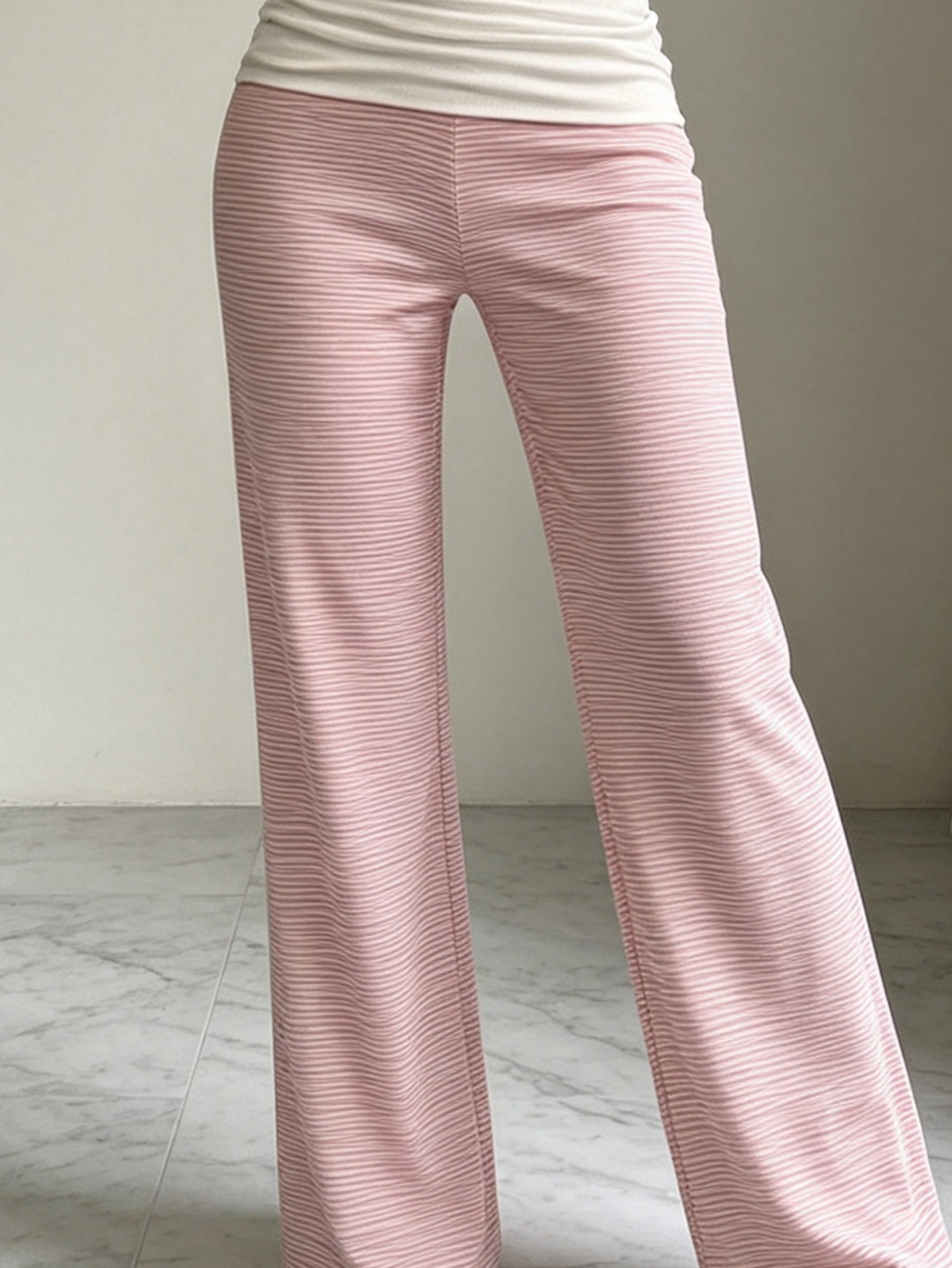 Pantalon long ample pour femme, color block, en tricot rayé, décontracté, pour le bureau, streetwear, printemps-été, nouvelle mode