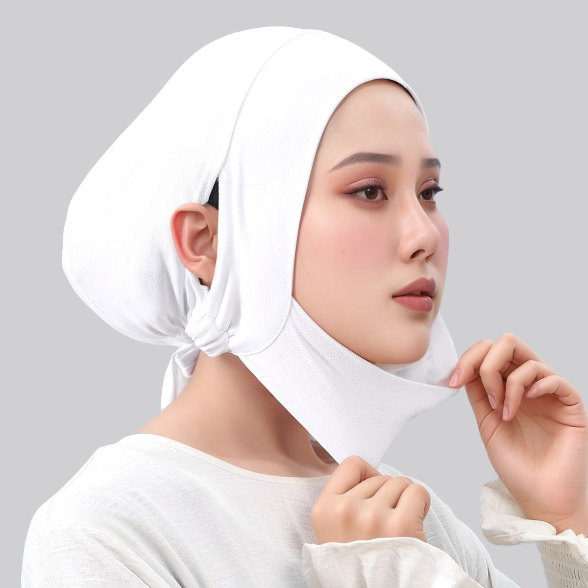 Sous-bonnet en coton jersey musulman avec ouverture pour les oreilles, sous-voile hijab, cache-cou, bandeau turban extensible uni, Ramadan