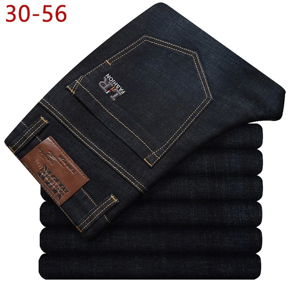 Jean baggy classique extensible grande taille 30-56 pour homme, pantalon décontracté en denim noir, coton haute élasticité, salopette CQY10
