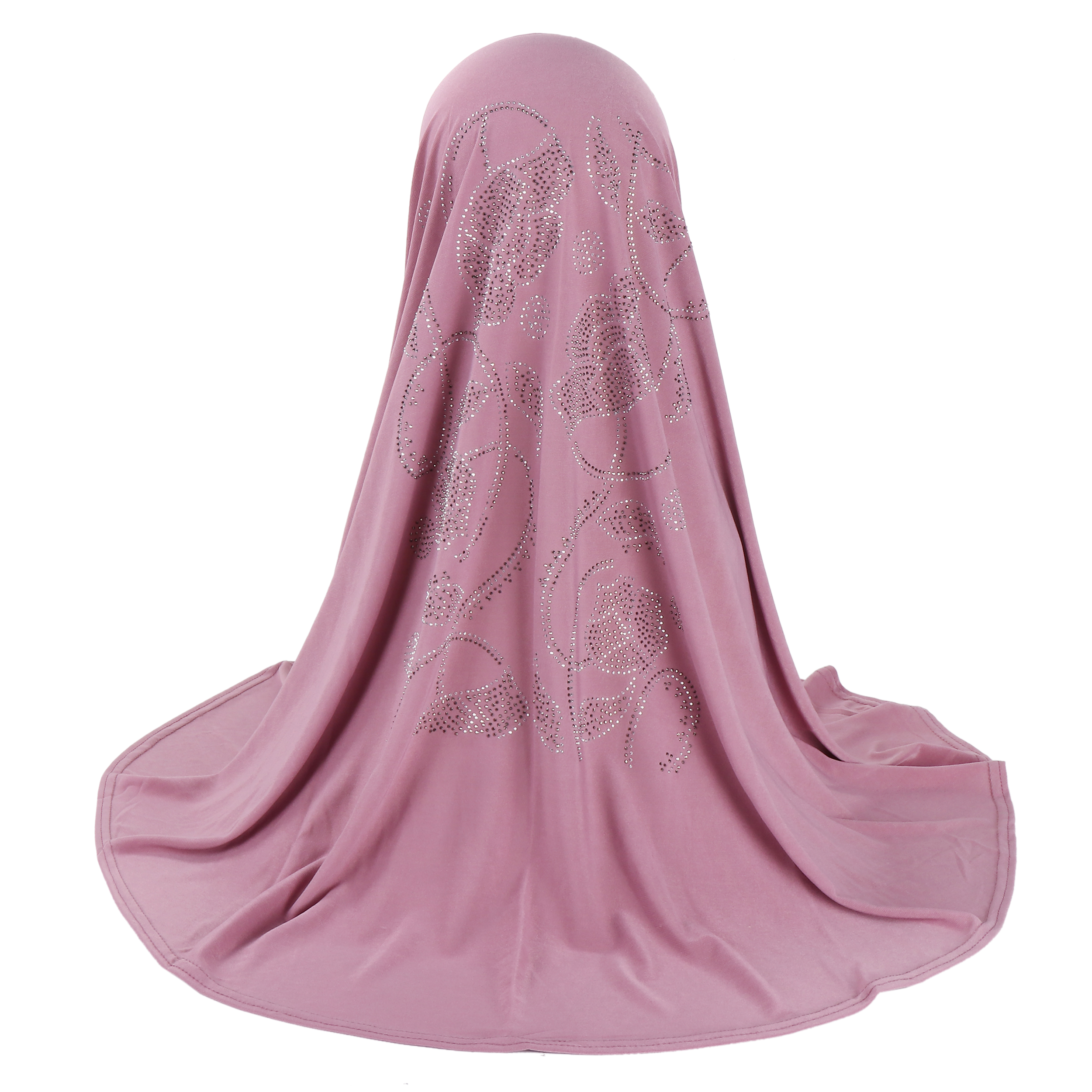H406 Adultes grande taille musulman hijab écharpe avec strass au dos foulard islamique chapeaux armia tirer sur bandeau grand bonnet
