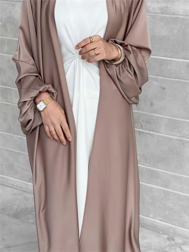 Abaya en Satin pour Femme, Kimono de Luxe, Kaftan Musulman, Arabe, Robes, Caftan, Vêtements Islamiques, Eid Dubai