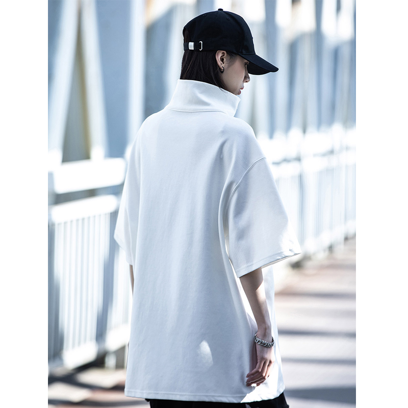 Techwear-T-shirt à col roulé pour hommes, T-shirt Hip Hop, T-shirt Harajuku, Économie à manches courtes, Streetwear, Printemps, Été