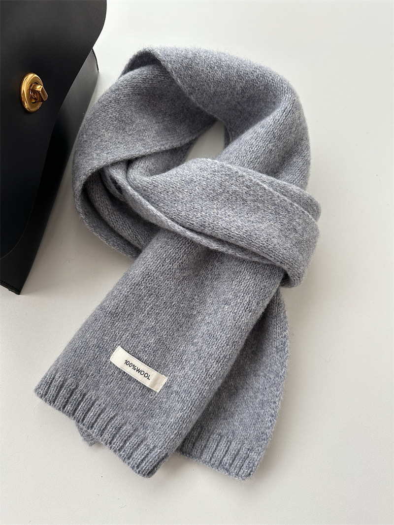 Écharpe en laine de coton pur australien 100% cachemire, couleur unie, polyvalente, tricotée chaude pour hommes et femmes, nouvelle collection automne et hiver