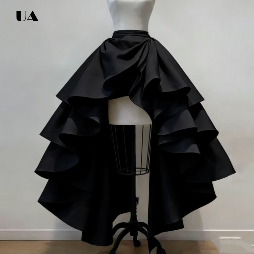 Jupe Hi-lo à la mode pour femmes, jupe élégante à volants en Satin, jupe de bal trapèze taille haute