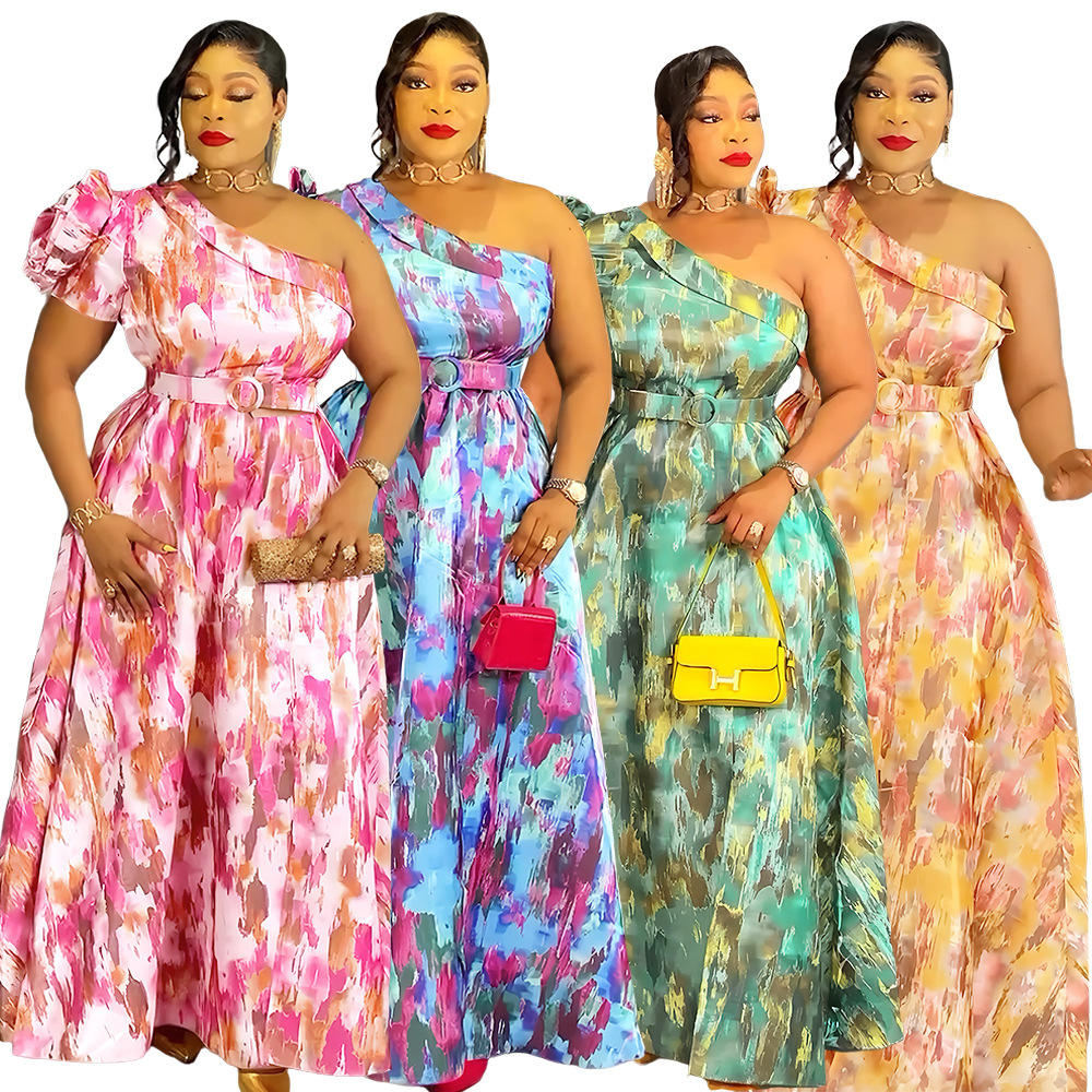 Robes africaines pour femmes, vêtements africains, asymétrique épaule dénudée, robe longue de fête de mariage turque, Dashiki Ankara, tenue imprimée, nouvelle collection 2025