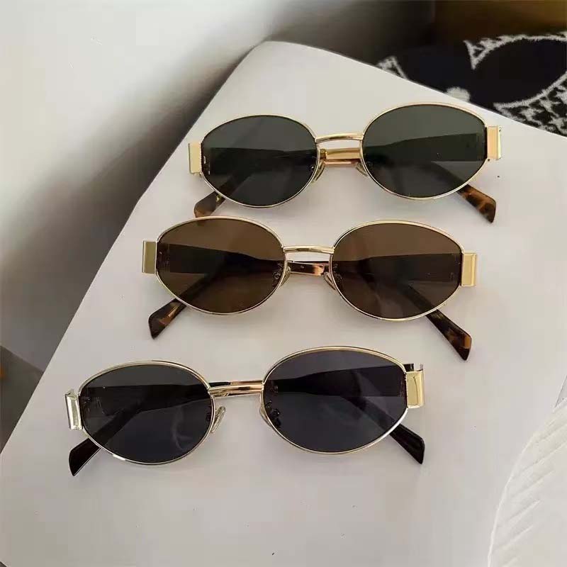Lunettes de soleil ovales tendance pour femmes 2026 – Monture métallique de luxe de marque, style vintage rond, unisexe, classiques pour dames
