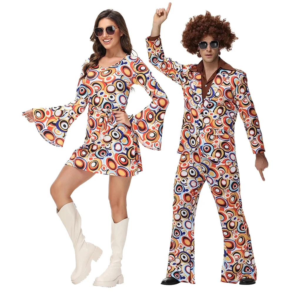 Foute Party Heren Hommes Femmes Rétro Années 70 80 Hippie Costume Disco Rock Hip-Hop pour Cosplay Couples Pourim Halloween Fantasia DressUp