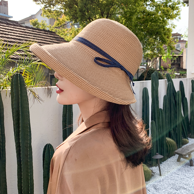 Chapeau d'été pour femmes, chapeau seau en paille, chapeau de plage, cérémonie, visière de ceinture, chapeau de protection solaire, printemps 2021