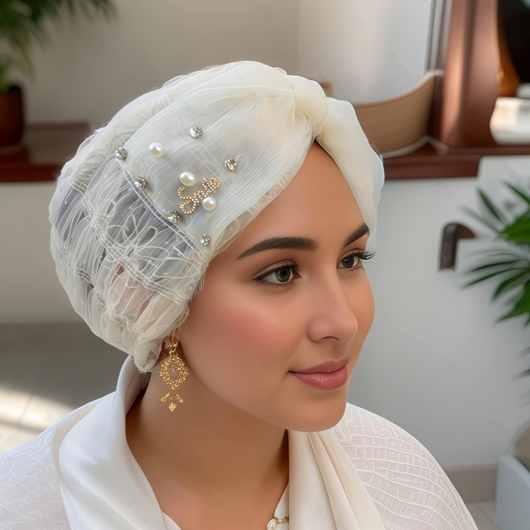Chapeau Turban indien pour femmes, couvre-chef extensible en strass, Bonnet musulman crista plissé, foulard