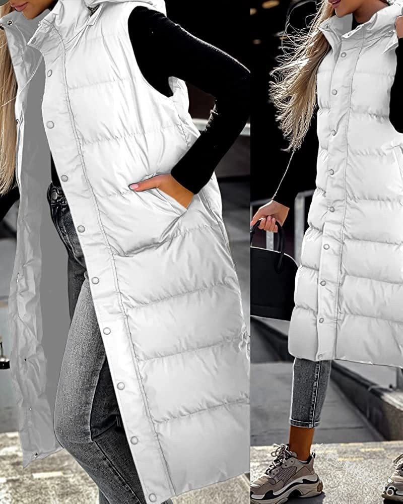 Veste à capuche avec fermeture éclair pour femme, gilet surdimensionné, vêtements d'extérieur d'hiver, Parka à capuche, mode, gilet matelassé décontracté