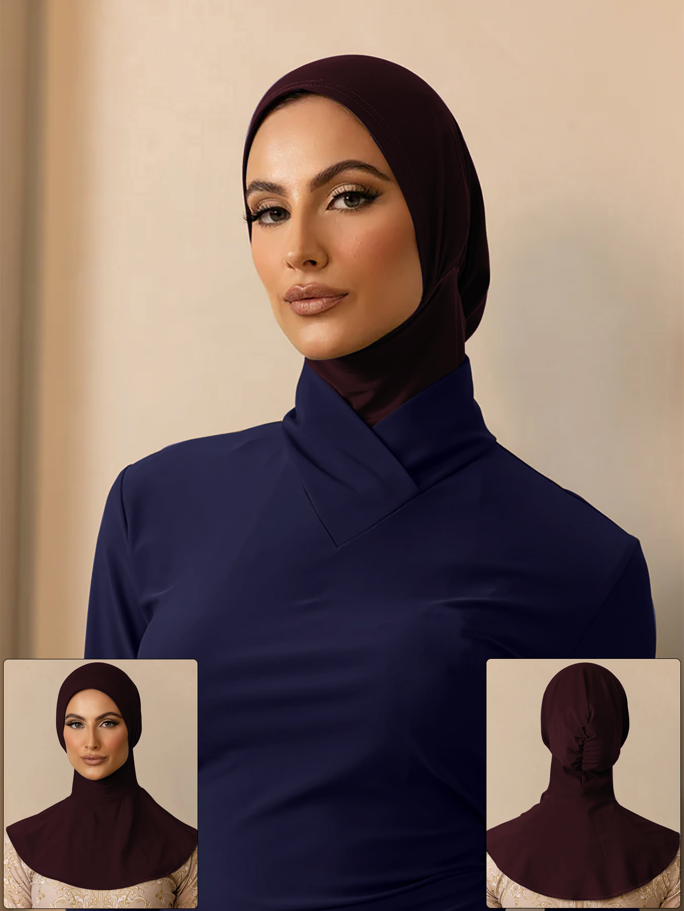 Foulard à la mode pour femmes musulmanes modernes, 1 pièce, bain d'été, Hijab, Turban instantané pour femmes, conception de cou étendue ﻿