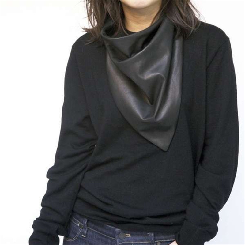 Femmes chaud Long châle hiver enveloppes grandes écharpes Faux cuir écharpe Bandana couvre-tête foulard
