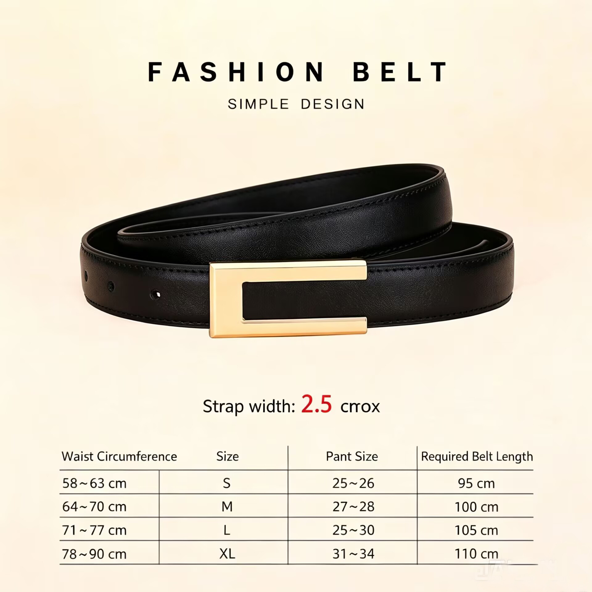 Ceinture en cuir véritable pour femme ; Ceinture de taille en cuir de vachette tendance ; Boucle lisse polyvalente ; Ceinture de décoration pour robe 2025