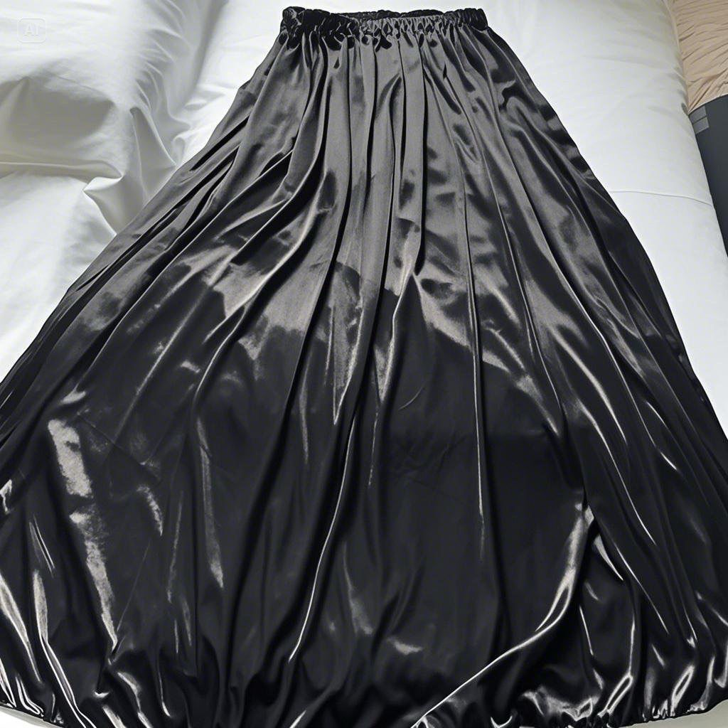 Jupe longue maxi en satin de soie sexy pour femme, taille haute, coupe ample, longueur 90 cm