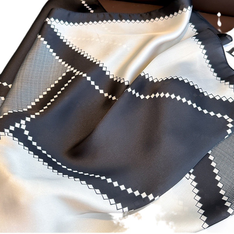 Écharpe carrée de luxe effet soie pour femme, hijab de printemps, foulard tendance, bandeau pour cheveux, ruban, bandana