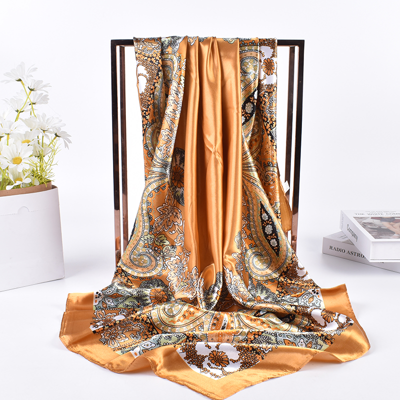Printemps nouveau polyvalent cajou 90 grand foulard carré foulard en soie en gros classique Vintage imprimé écharpe